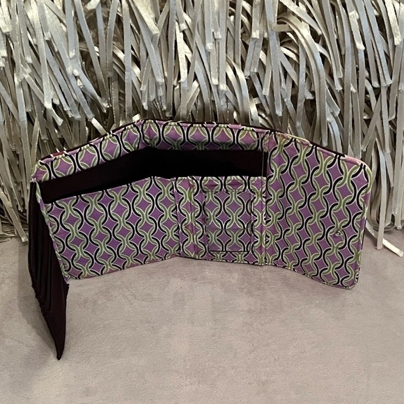 VERA BRADLEY Purple Punch Trifold Euro Wallet Floral Pink Green Brown - Picture 8 of 13